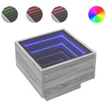 vidaXL Table d'appoint et LED sonoma gris 40x40x30cm bois d'ingénierie