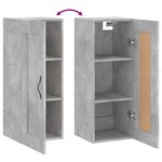 vidaXL Armoire murale gris béton 34 5x34x90 cm bois d'ingénierie
