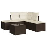 vidaXL Salon de jardin avec coussins 6 Pièces marron résine tressée