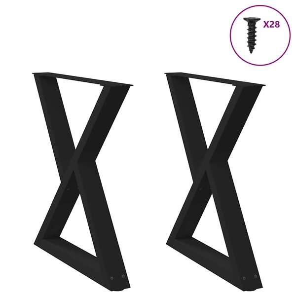vidaXL Pieds de table à manger 2 pièces Noir 70 x (72-73 3) cm Acier