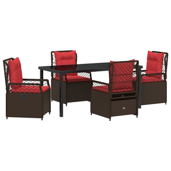 vidaXL Set de jardin 5 pièces Marron Rattan Poly