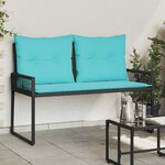 vidaXL Banc extérieur avec coussin 4 Pièces Noir et turquoise polyrotin