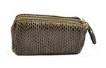 Petite pochette trousse en cuir Taupe