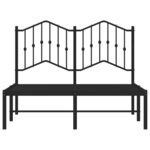 vidaXL Cadre de lit métal avec tête de lit noir 120x190 cm