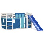 vidaXL Lit mezzanine enfants et rideaux bleu 90x200cm bois pin massif