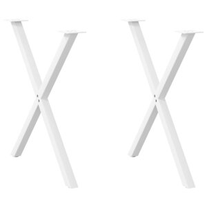 vidaXL Pieds de table à manger en forme de X 2 pièces blanc 80 x (72-73) cm acier