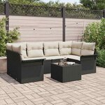 vidaXL Ensemble de canapé de jardin 7 Pièces Noir Poly rotin