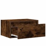 vidaXL Table de chevet murale avec lumières LED chêne fumé