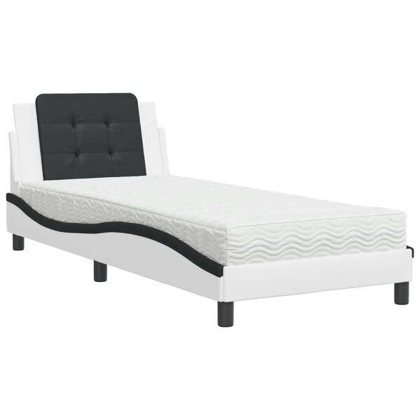 vidaXL Cadre de lit sans matelas Zadar blanc et noir 90x200 cm similicuir