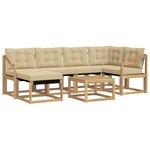 vidaXL Ensemble de canapés d'extérieur 7 Pièces Blanc et Beige