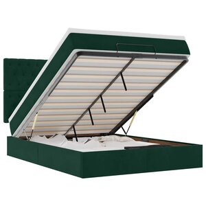 vidaXL Cadre de lit ottoman avec matelas vert foncé 140x200 cm velours