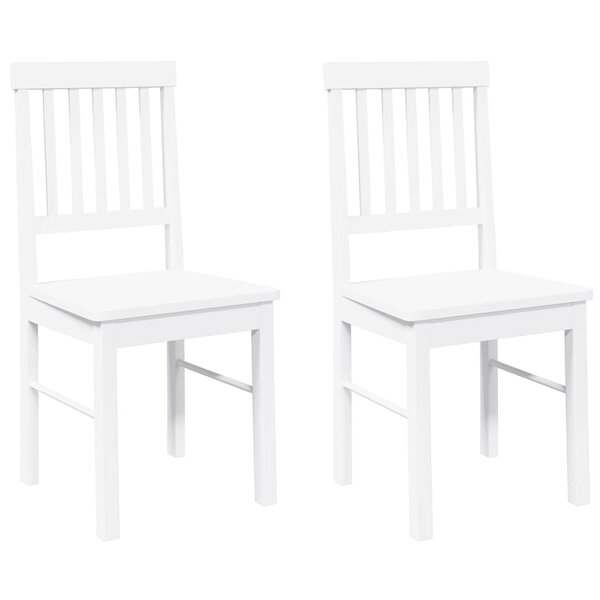 vidaXL Chaises à manger 2 Pièces blanc bois massif caoutchouc