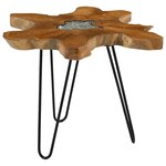 vidaXL Table basse 70x45 cm Bois de teck massif et polyrésine