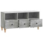 vidaXL Meuble TV Gris Béton 102 x 34 5 x 50 cm Bois d’ingénierie