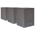 vidaXL Composteurs de jardin 3 Pièces 60x60x83 cm 900 L Plastique rotin
