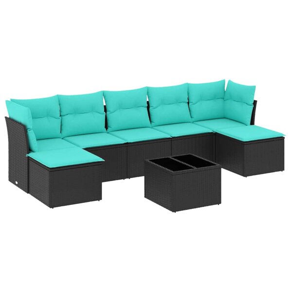vidaXL Salon de jardin 8 Pièces avec coussins noir résine tressée