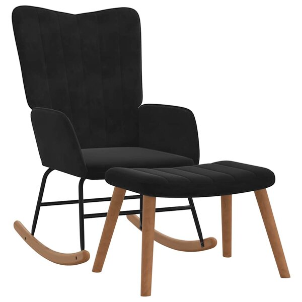vidaXL Chaise à bascule avec repose-pied Noir Velours