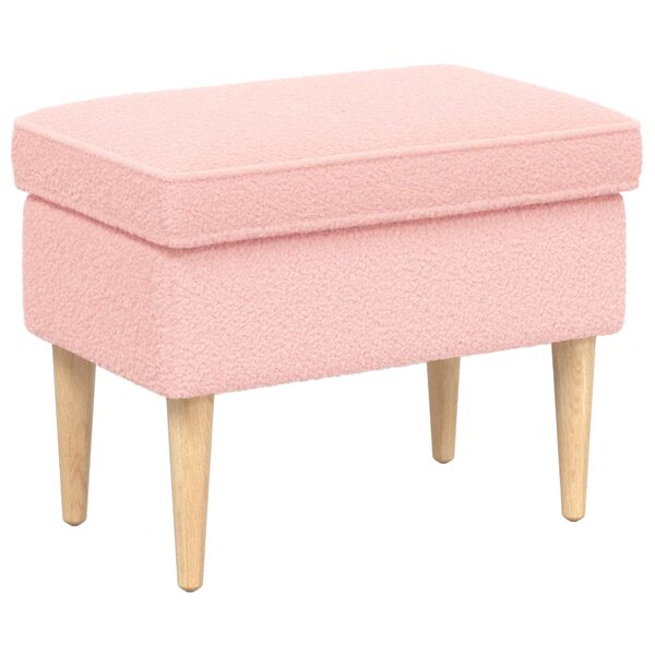 vidaXL Pouf Rose 55 x 35 x 41 cm Bouclé