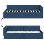 vidaXL Cadre de lit d'angle Bleu 90 x 200 cm Tissu et bois reconstitué