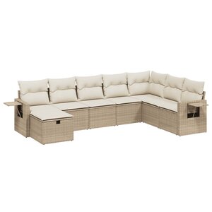 vidaXL Salon de jardin avec coussins 8 Pièces beige résine tressée