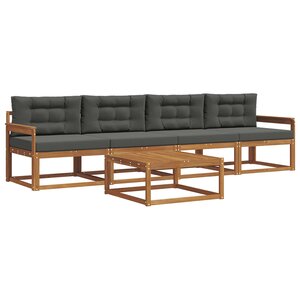 vidaXL Ensemble de canapés d'extérieur 5 Pièces Naturel et Anthracite