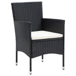 vidaXL Ensemble à dîner de jardin avec coussins 3 Pièces poly rotin noir