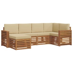 vidaXL Ensemble de canapé d'angle avec coussin 6 Pièces Naturel et Beige