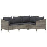 vidaXL Salon de jardin 9 Pièces avec coussins Gris Résine tressée