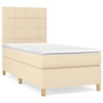vidaXL Sommier à lattes de lit avec matelas Crème 90x200 cm Tissu