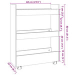 vidaXL Chariot de rangement étroit 3 niveaux noir bois d'ingénierie