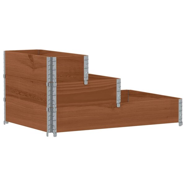 vidaXL Lit surélevé à 3 niveaux marron 120x80 cm bois pin massif