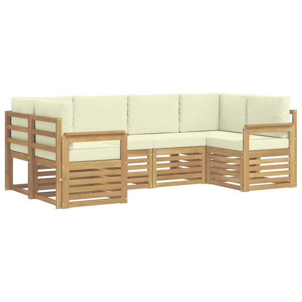 vidaXL Ensemble de canapés d'extérieur 5 Pièces Blanc et Crème
