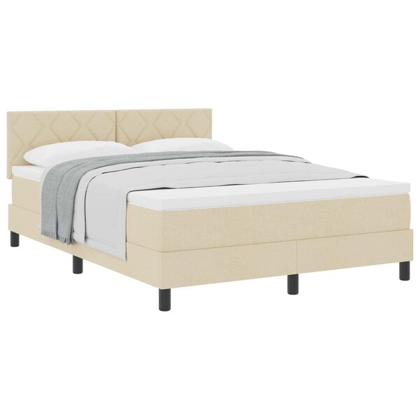 vidaXL Lit à ressorts avec coussin Crème 160 x 200 cm tissu