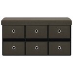 Banc banquette de rangement pliable 76 x 38 x 38 cm faux lin marron foncé 02_0010960