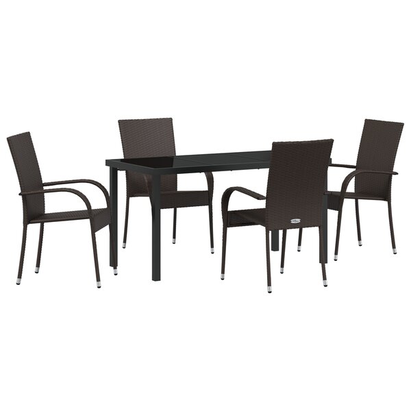 vidaXL Ensemble de salle à manger de jardin 5 pièces - Poly rattan marron