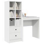 vidaXL Bureau avec tiroir avec étagère avec stockage 2 Pièces Blanc