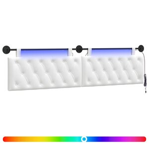 vidaXL Tête de lit suspendue Avec lumière LED Blanc Tissu