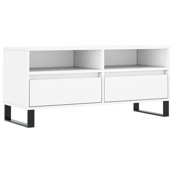 vidaXL Meuble TV blanc 100x34 5x44 5 cm bois d'ingénierie