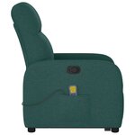 vidaXL Fauteuil inclinable de massage Vert foncé Tissu