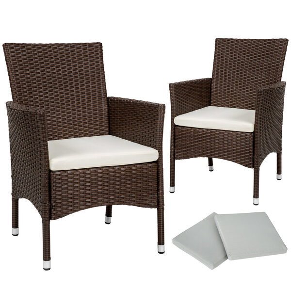 Tectake Lot de 2 fauteuils de jardin acier avec 2 sets de housses - noir/marron