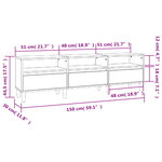 vidaXL Meuble TV gris béton 150x30x44 5 cm bois d'ingénierie