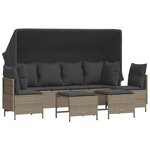 vidaXL Salon de jardin 5 Pièces avec coussins gris clair résine tressée