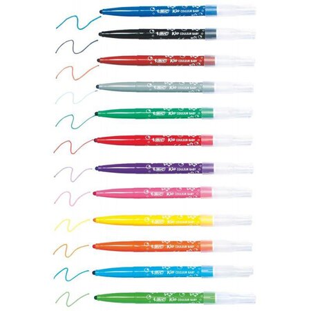 BIC Etui de 12 feutres de coloriage KIDS COULEUR BABY Pointe Boule Bloquée  4,5 mm - Crayon & porte-mine - LDLC