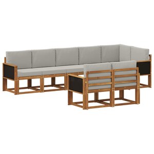 vidaXL Ensemble de canapés d'extérieur 8 Pièces Naturel et gris clair