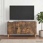 vidaXL Meuble TV Chêne fumé 99 x 34 5 x 50 cm Bois d'ingénierie