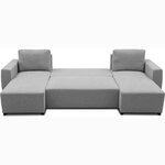 Canapé d'angle convertible panoramique PHAREL5/6 places - souris - Coffre de rangement - 297 x 155 x 85 cm