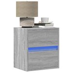 vidaXL Tables de chevet murales avec lumières LED 2 Pièces sonoma gris