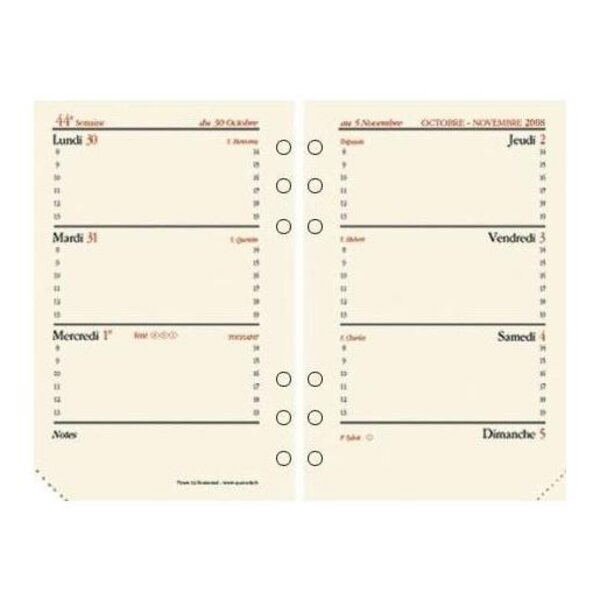 Recharge Agenda Organiseur Timer 14 HORIZ FR 8 x 12 cm Quovadis