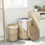 vidaXL Panier à linge avec couvercle GENDT 2 pc Gris naturel