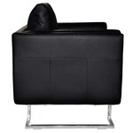 vidaXL Fauteuil cube avec pieds chromés Noir Similicuir